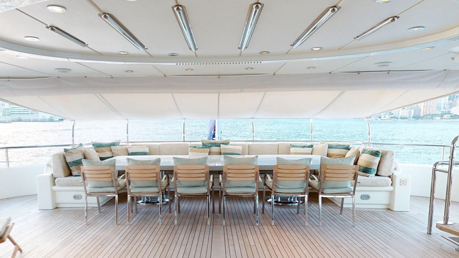 a room with chairs and a pool aboard SAMIRA Yacht for Sale