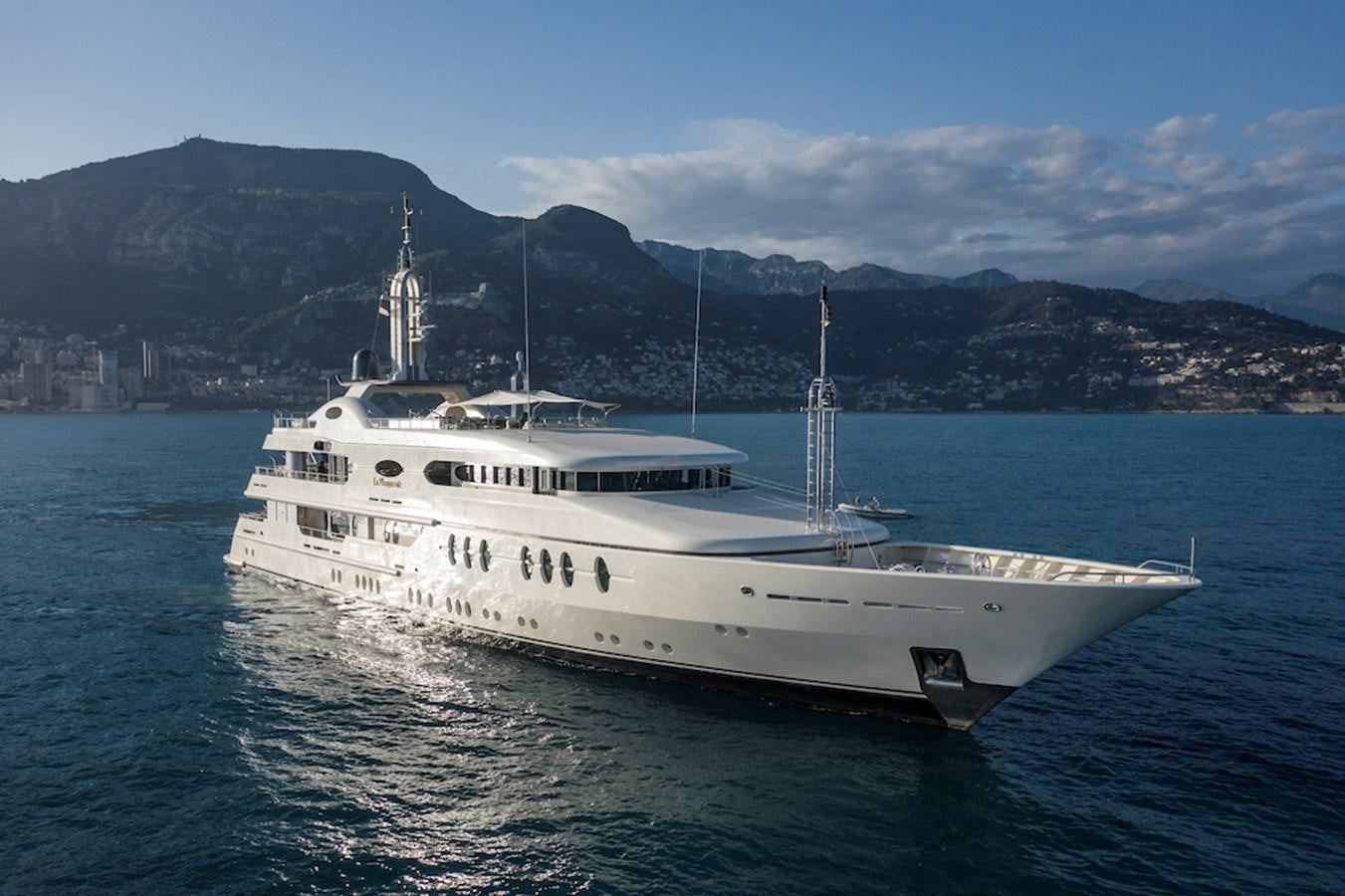 a white yacht on the water aboard SAMIRA Yacht for Sale