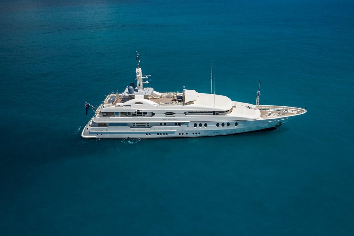 a white boat in the water aboard SAMIRA Yacht for Sale