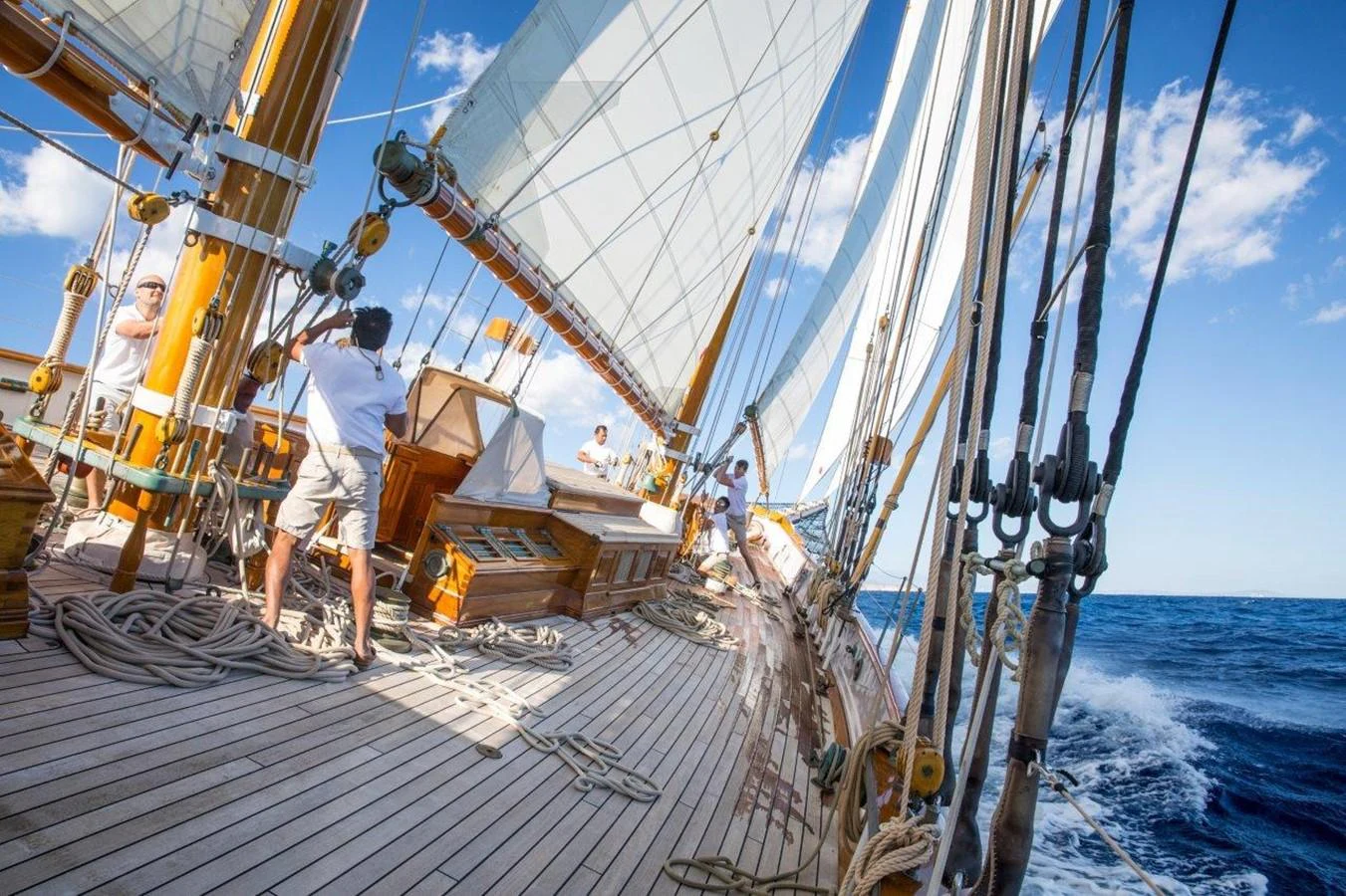 a person on a boat aboard SHENANDOAH OF SARK Yacht for Charter