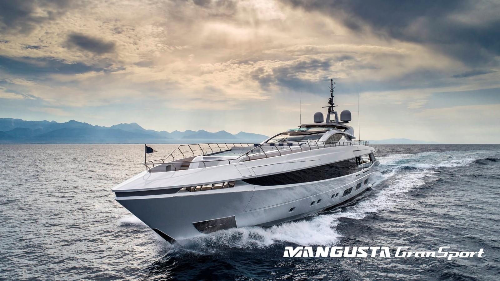 a white boat in the water aboard MANGUSTA 165REV/04 Yacht for Sale