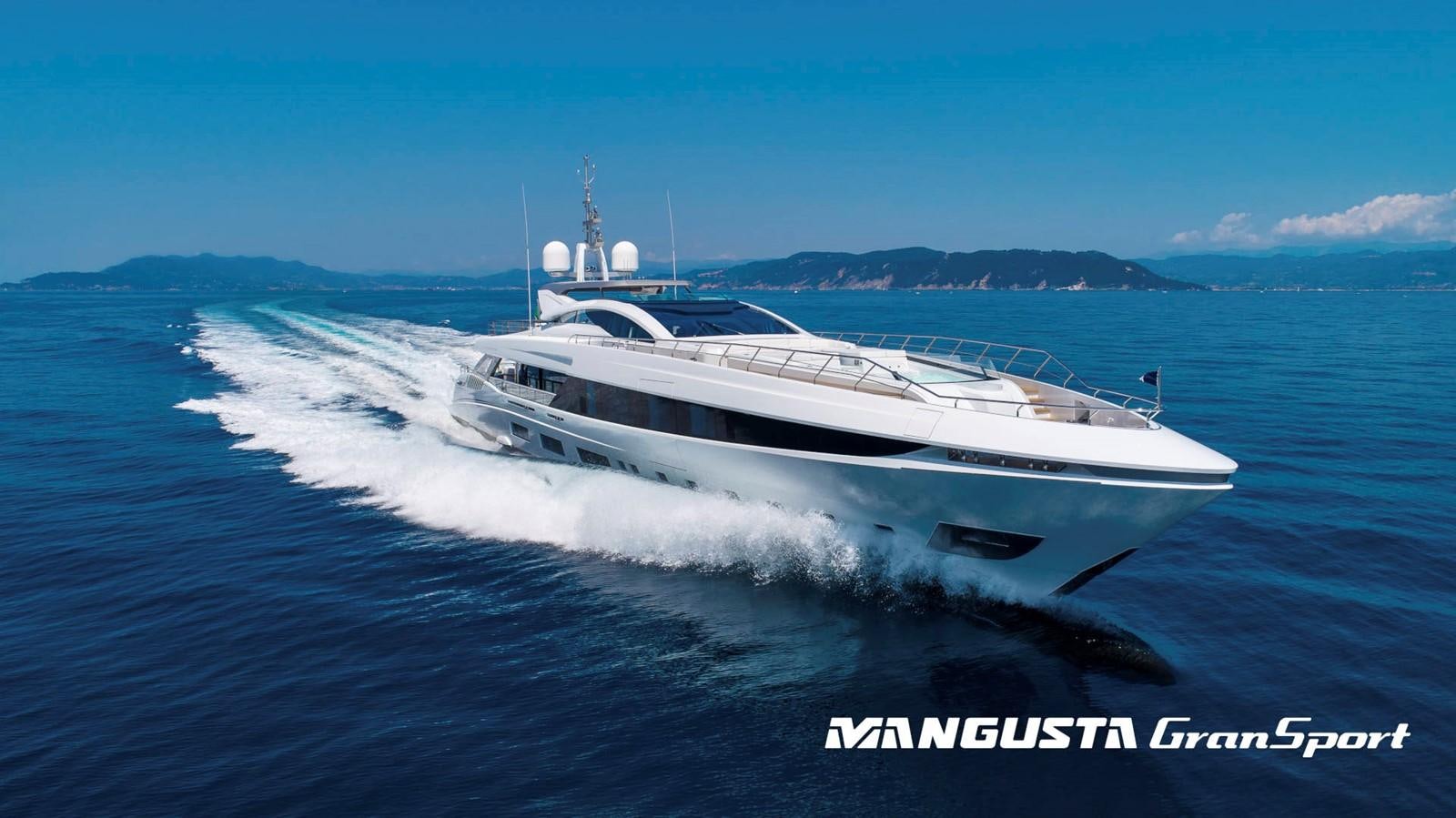 a white yacht in the water aboard MANGUSTA 165REV/04 Yacht for Sale