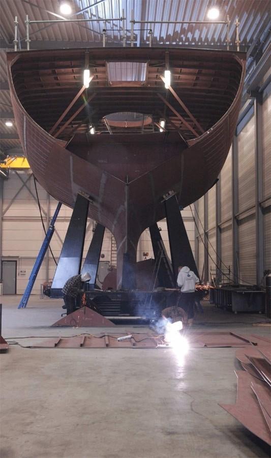 a large room with a fire aboard INGOMAR Yacht for Sale
