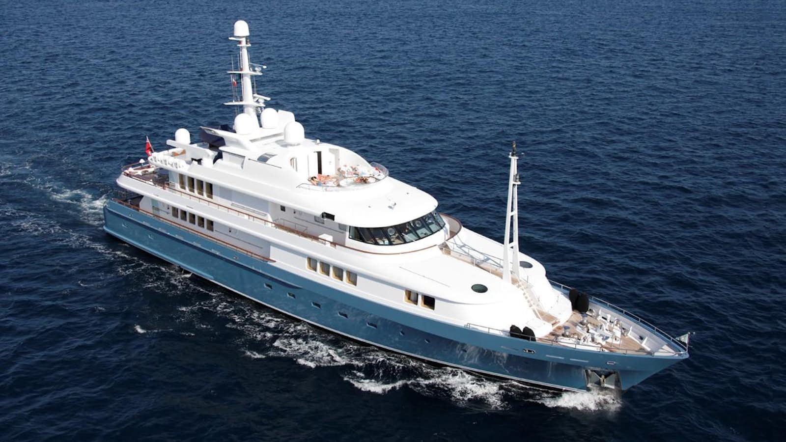 a large white ship aboard AMORE MIO 2 Yacht for Sale