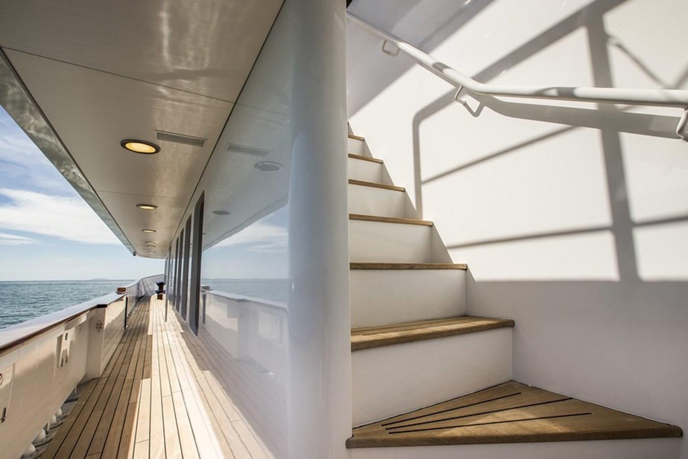 a wooden walkway on a boat aboard NORTHERN SUN Yacht for Sale