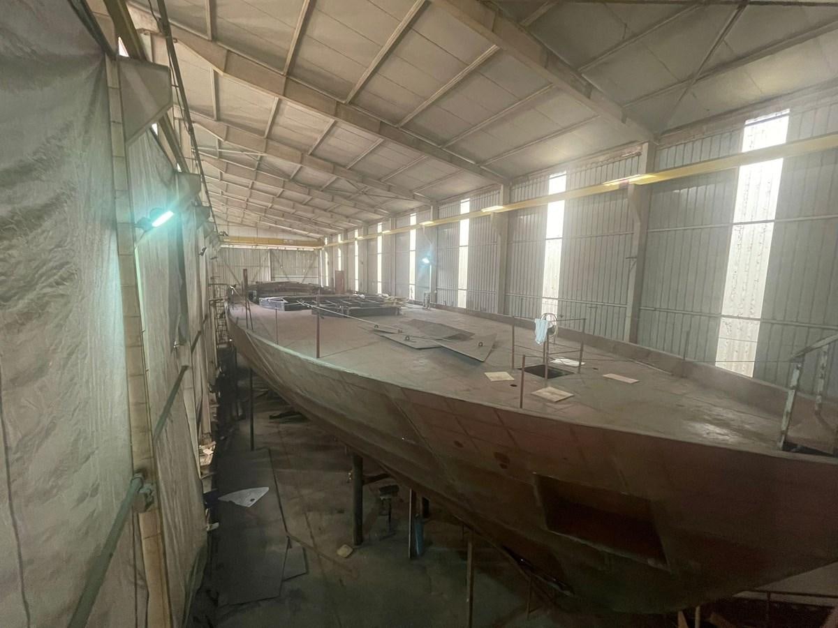 a large room with pipes and tubes aboard MITI K Yacht for Sale