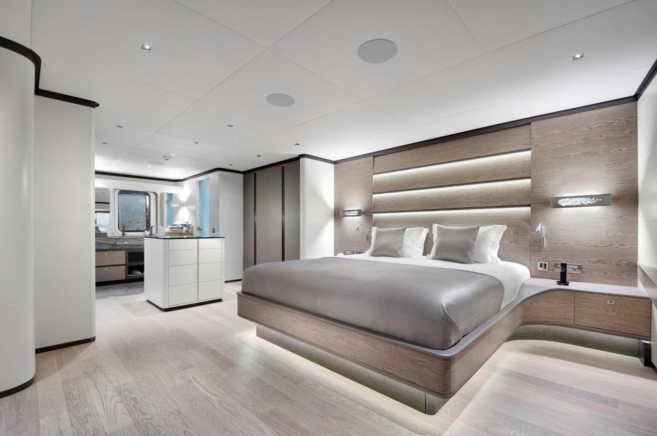 a large bedroom with a bed aboard ALL ABOUT U 2 Yacht for Sale