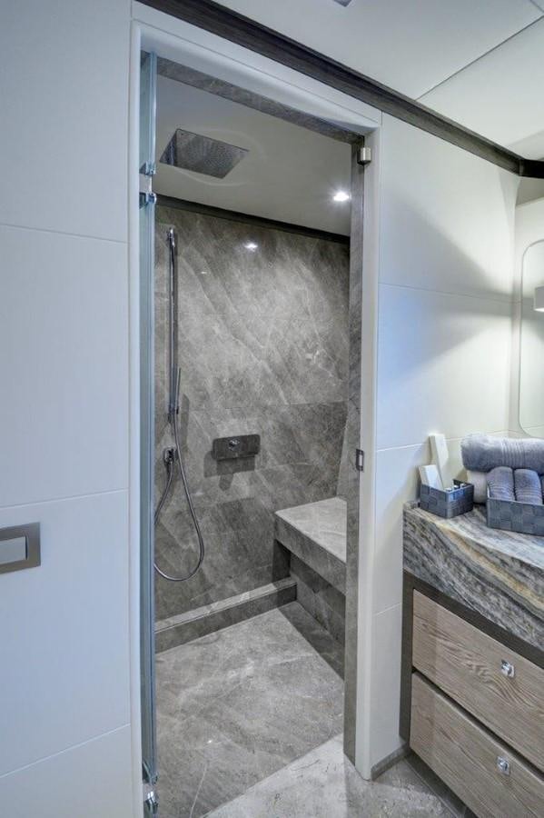a shower unit in a bathroom aboard ALL ABOUT U 2 Yacht for Sale