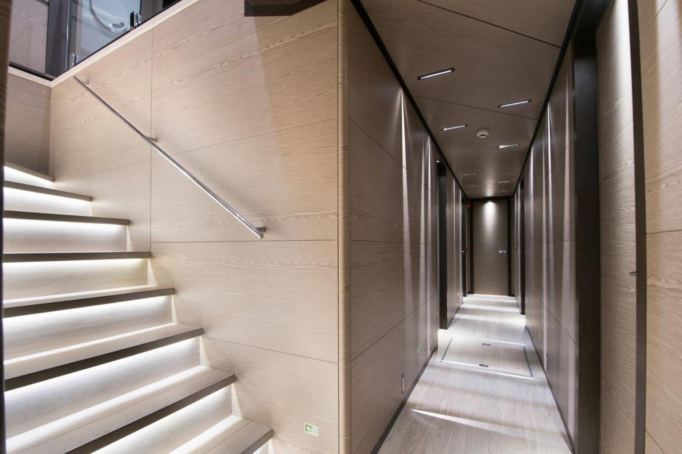 a hallway with white walls aboard ALL ABOUT U 2 Yacht for Sale