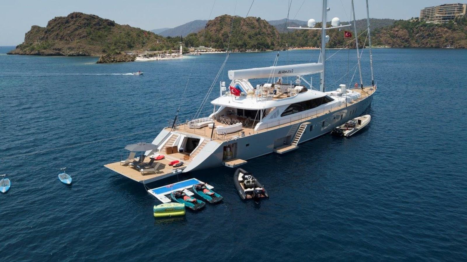 a boat on the water aboard ALL ABOUT U 2 Yacht for Sale