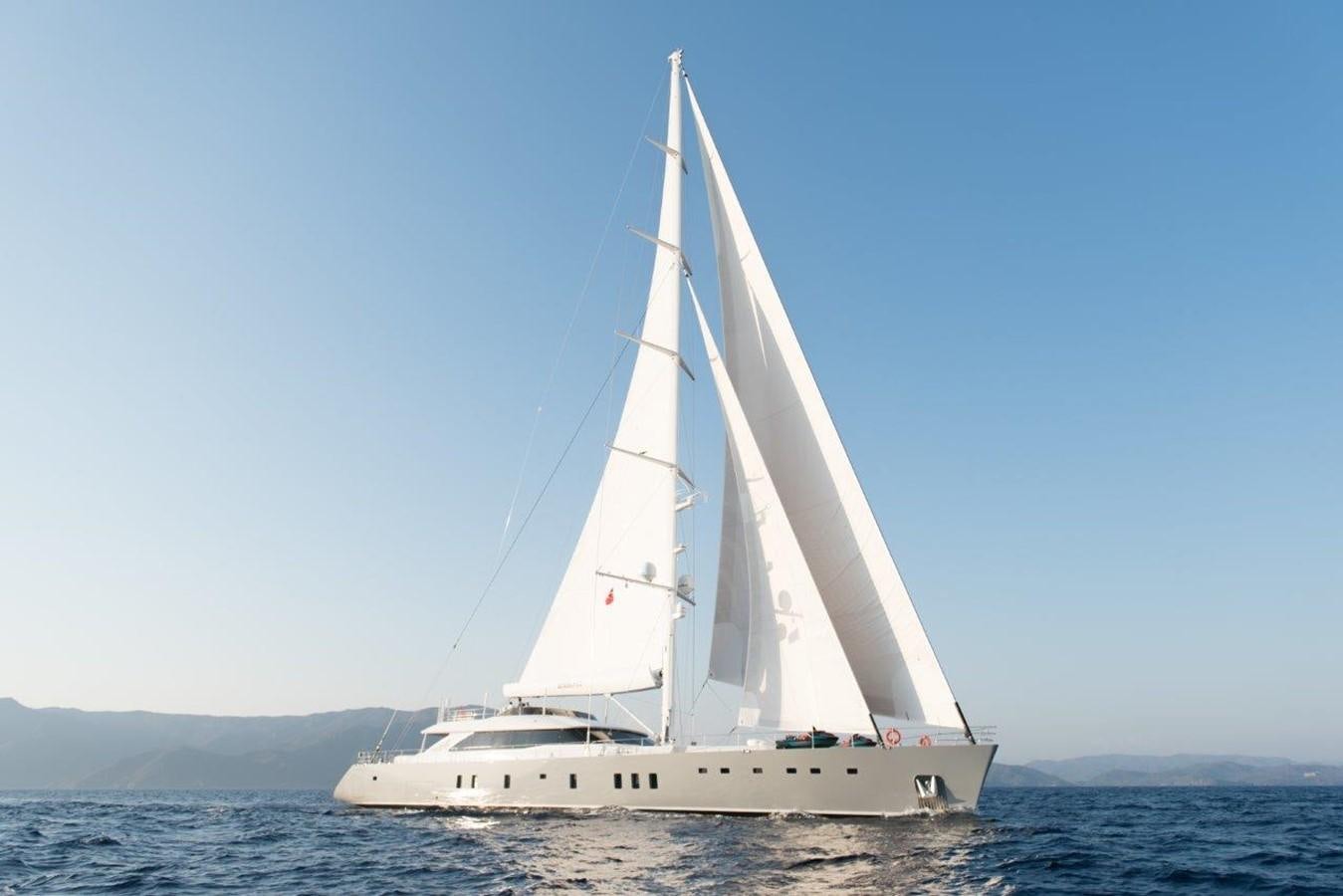 a white sailboat on the water aboard ALL ABOUT U 2 Yacht for Sale