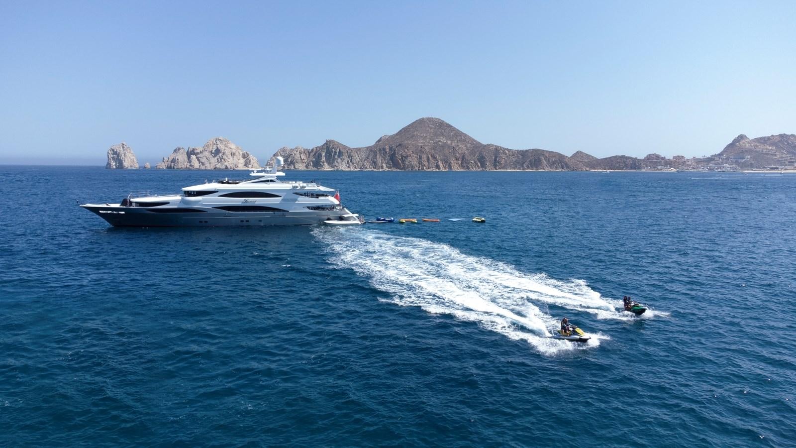 a group of people on water skis aboard CHAMPAGNE SEAS Yacht for Charter