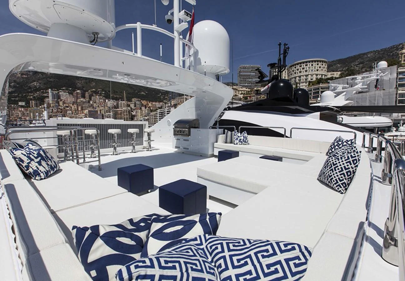 a large white ship with a large ship in the background aboard APRICITY Yacht for Sale