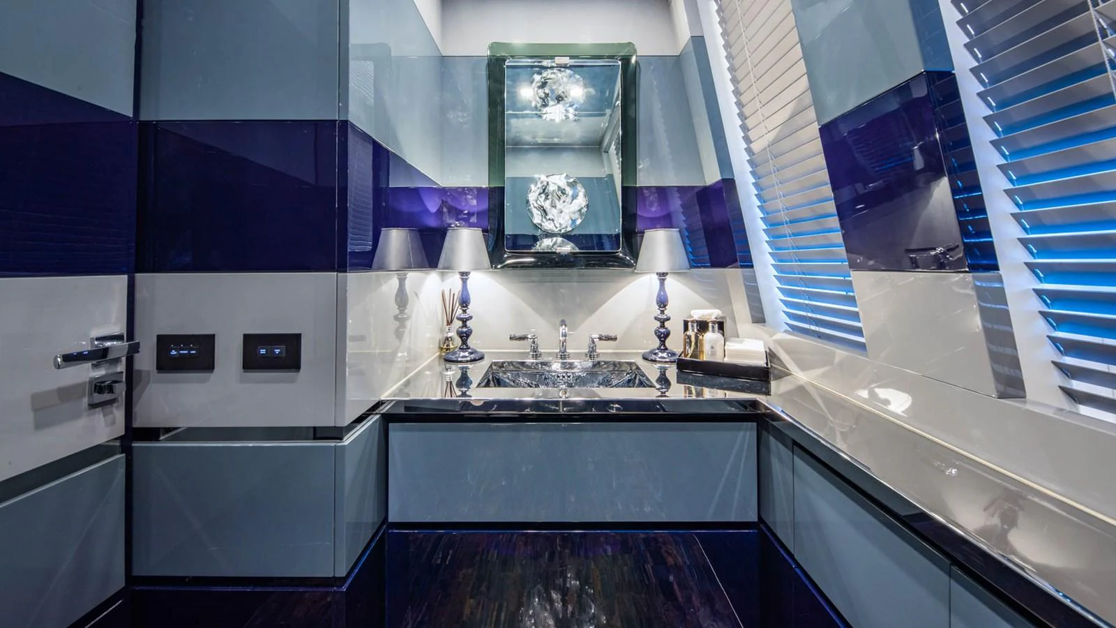 a kitchen with a sink and cabinets aboard APRICITY Yacht for Sale