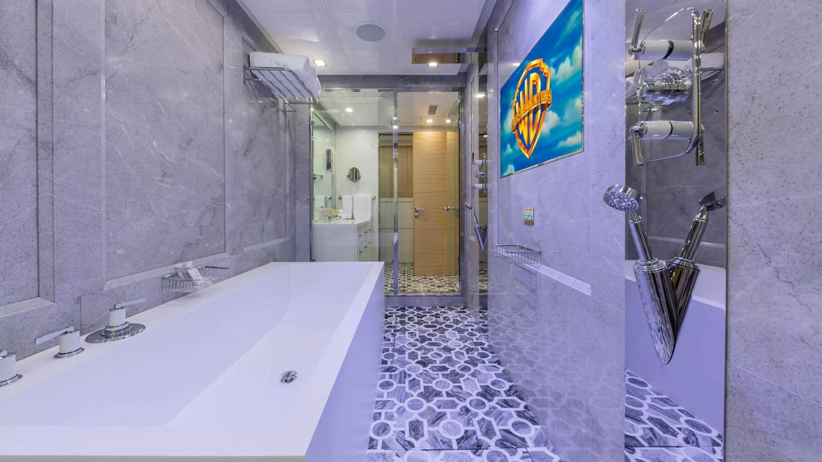 a bathroom with a bathtub and a shower aboard APRICITY Yacht for Sale