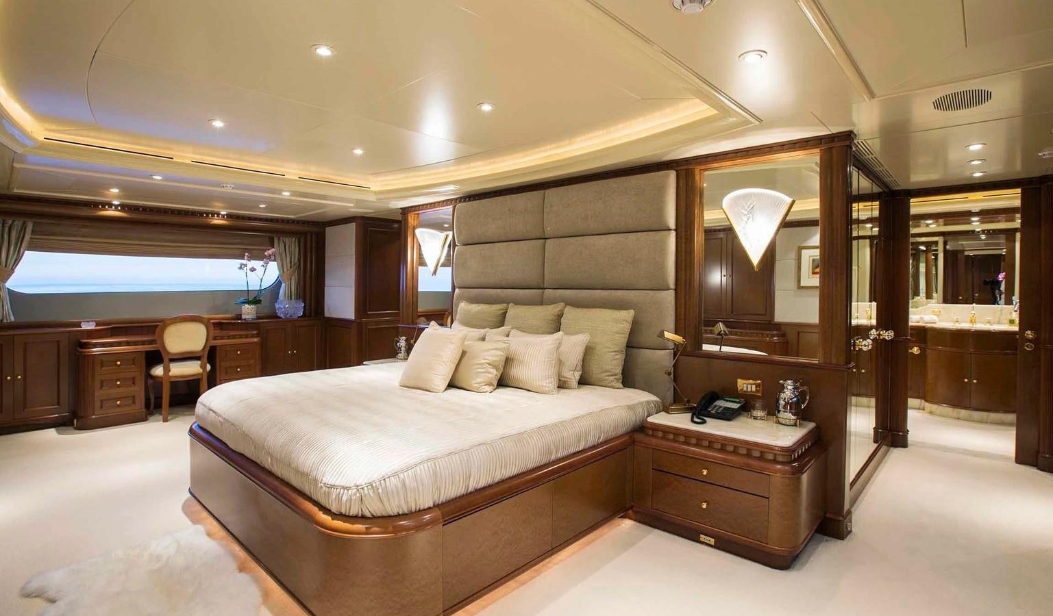 a bed in a room aboard COME PRIMA Yacht for Charter