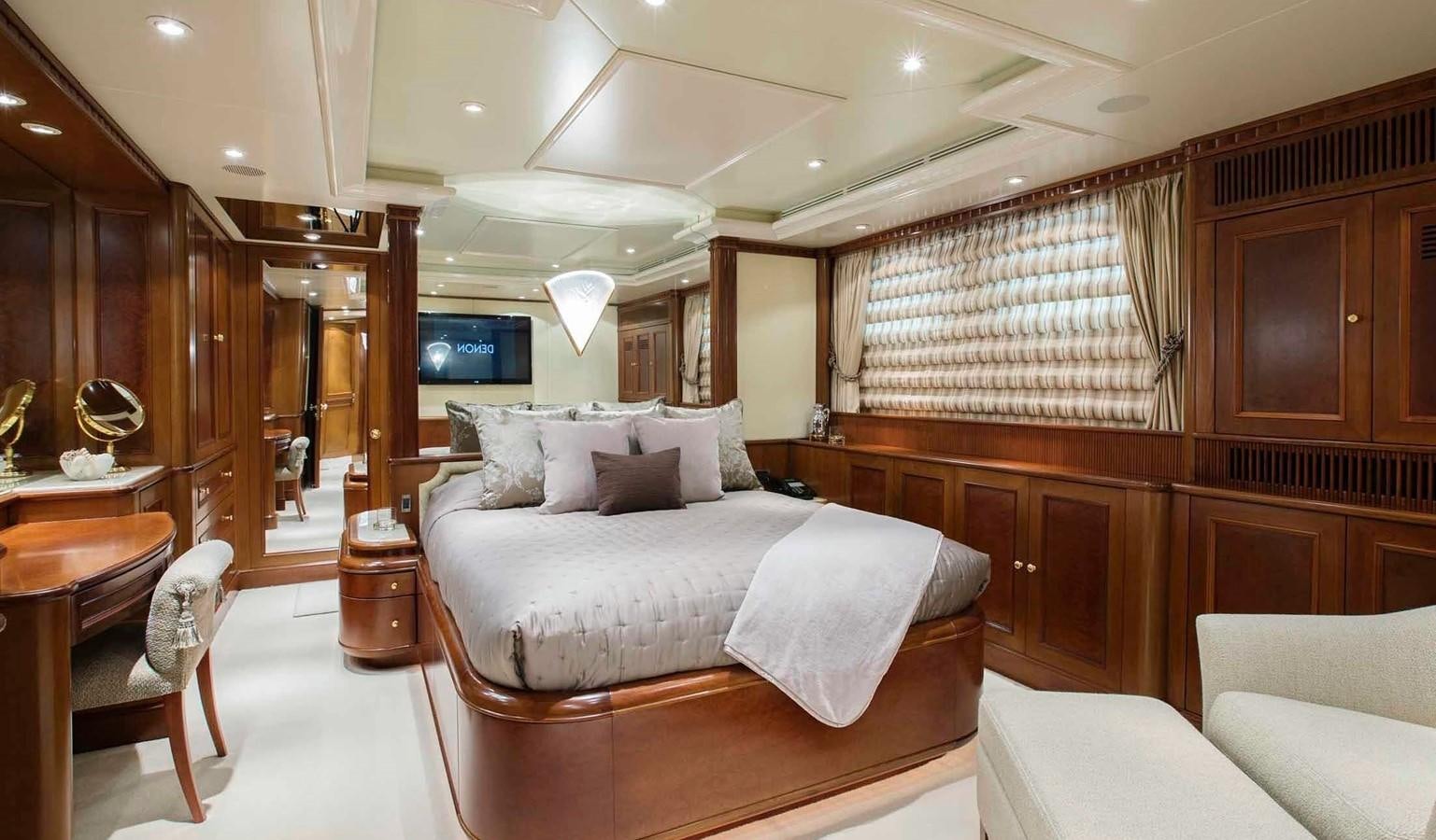 a large bedroom with a bed aboard COME PRIMA Yacht for Charter