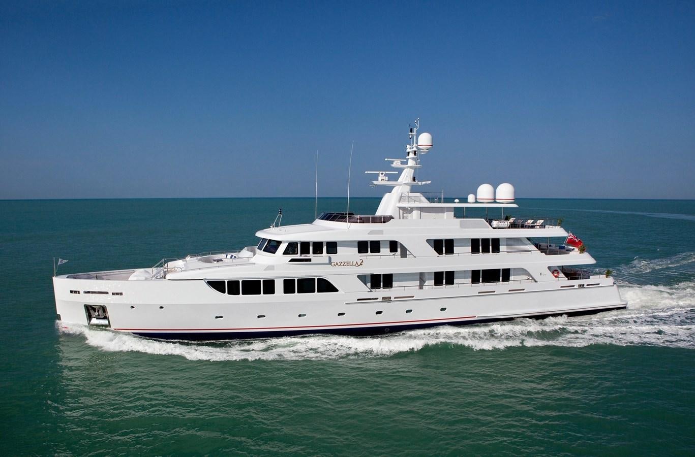 a large white boat in the ocean aboard KADIMO'S Yacht for Sale