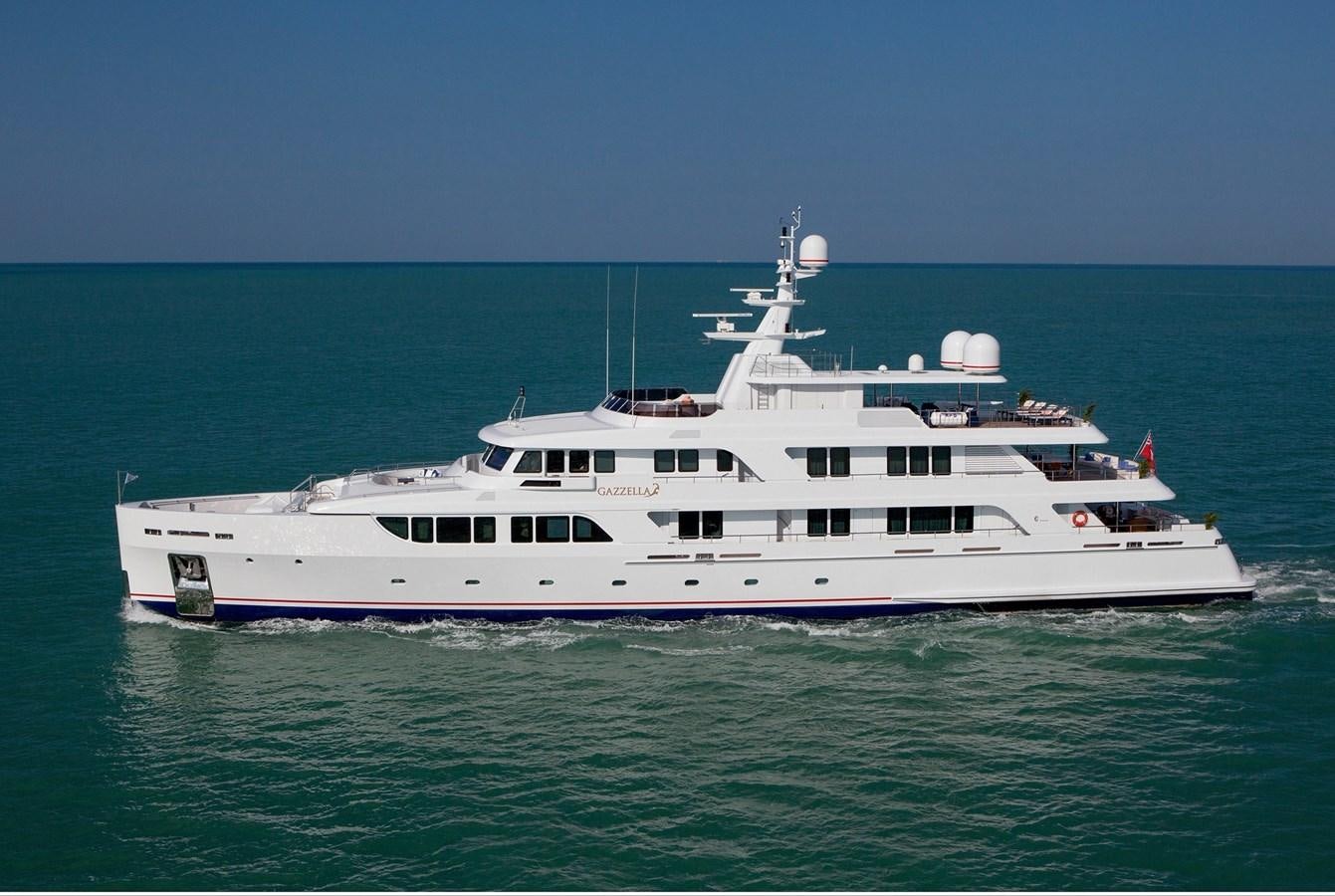 a large white boat in the water aboard KADIMO'S Yacht for Sale