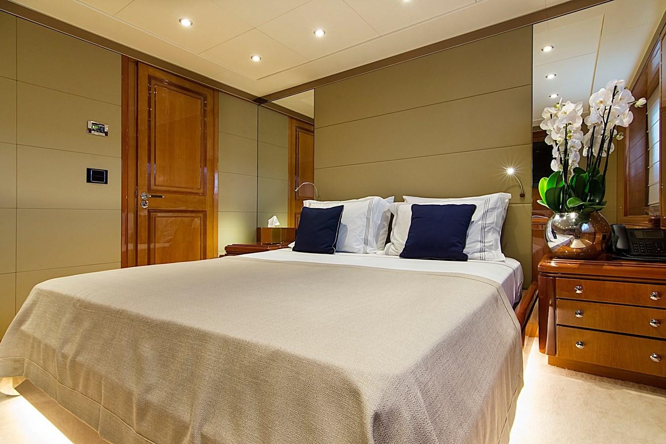a bed in a room aboard INVADER Yacht for Sale