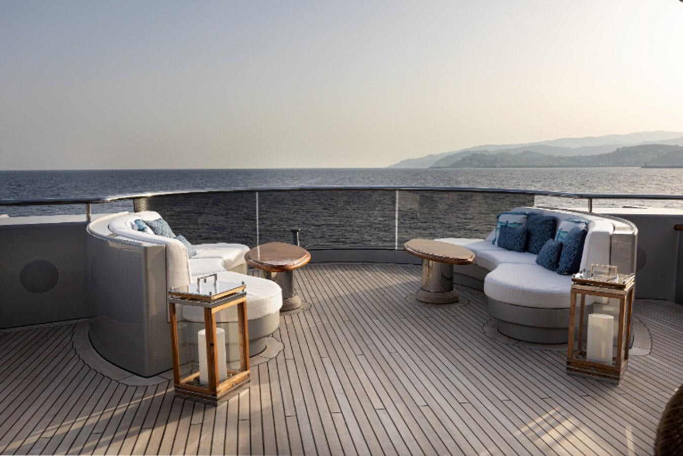 a boat on a deck aboard VIBRANCE Yacht for Sale