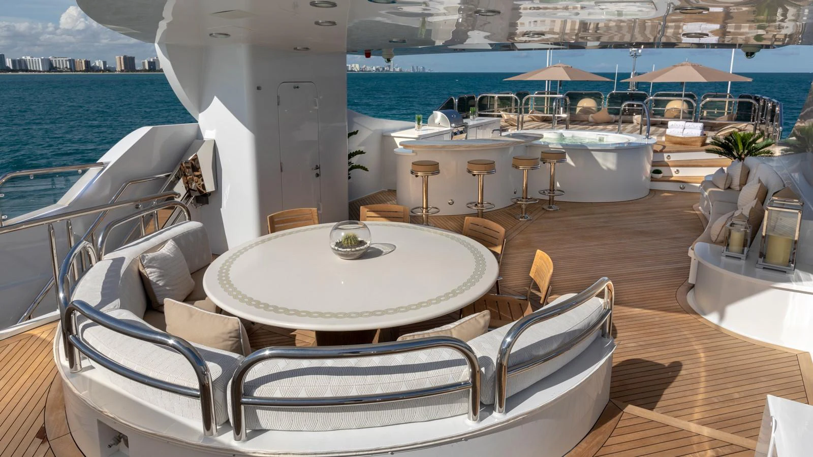 a table and chairs on a boat aboard GLAZE Yacht for Sale
