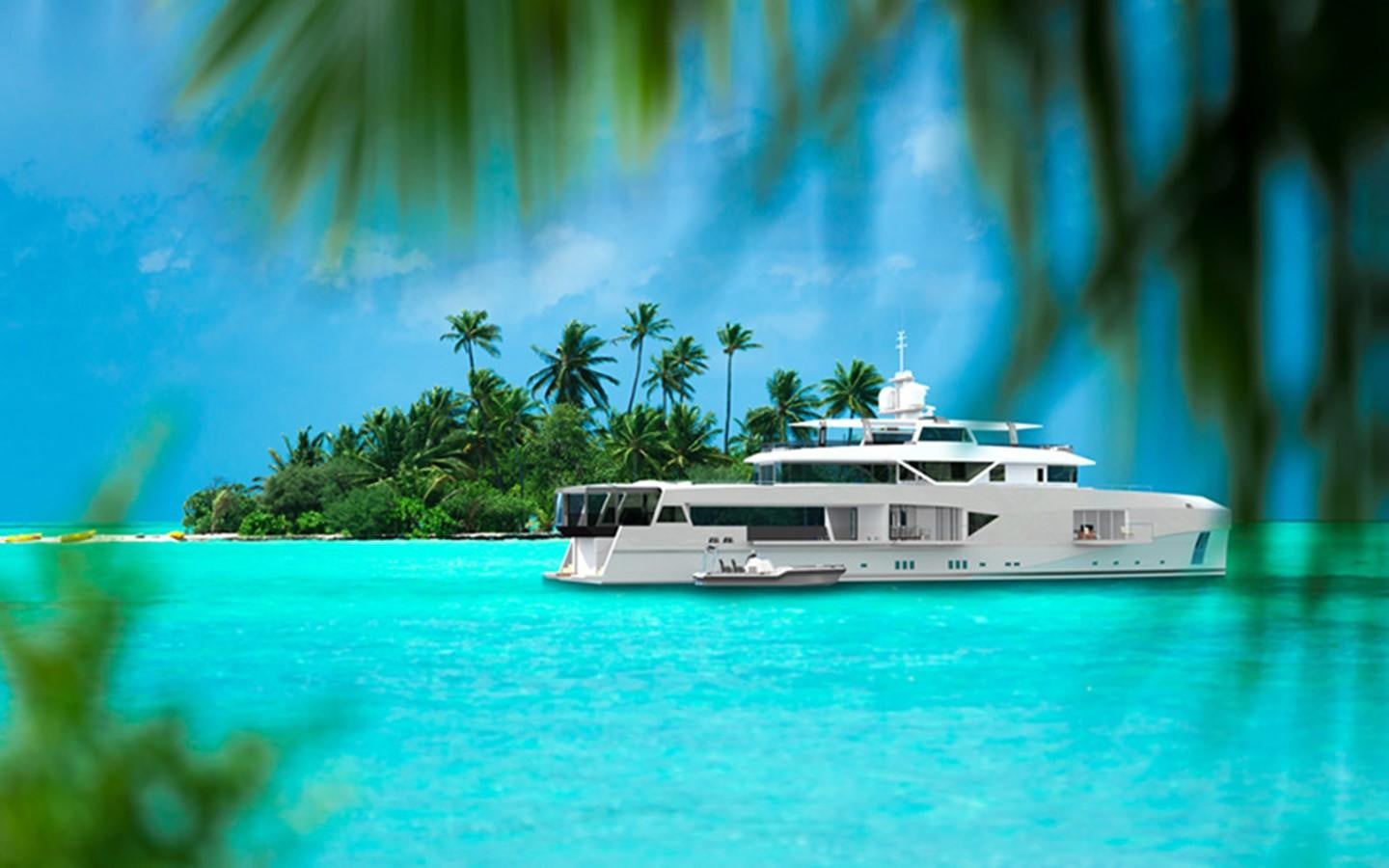 a boat in the water aboard CAPE HAWK 690 Yacht for Sale