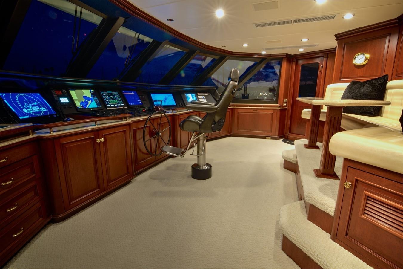 a room with a desk and a tv aboard SCORPIO Yacht for Sale