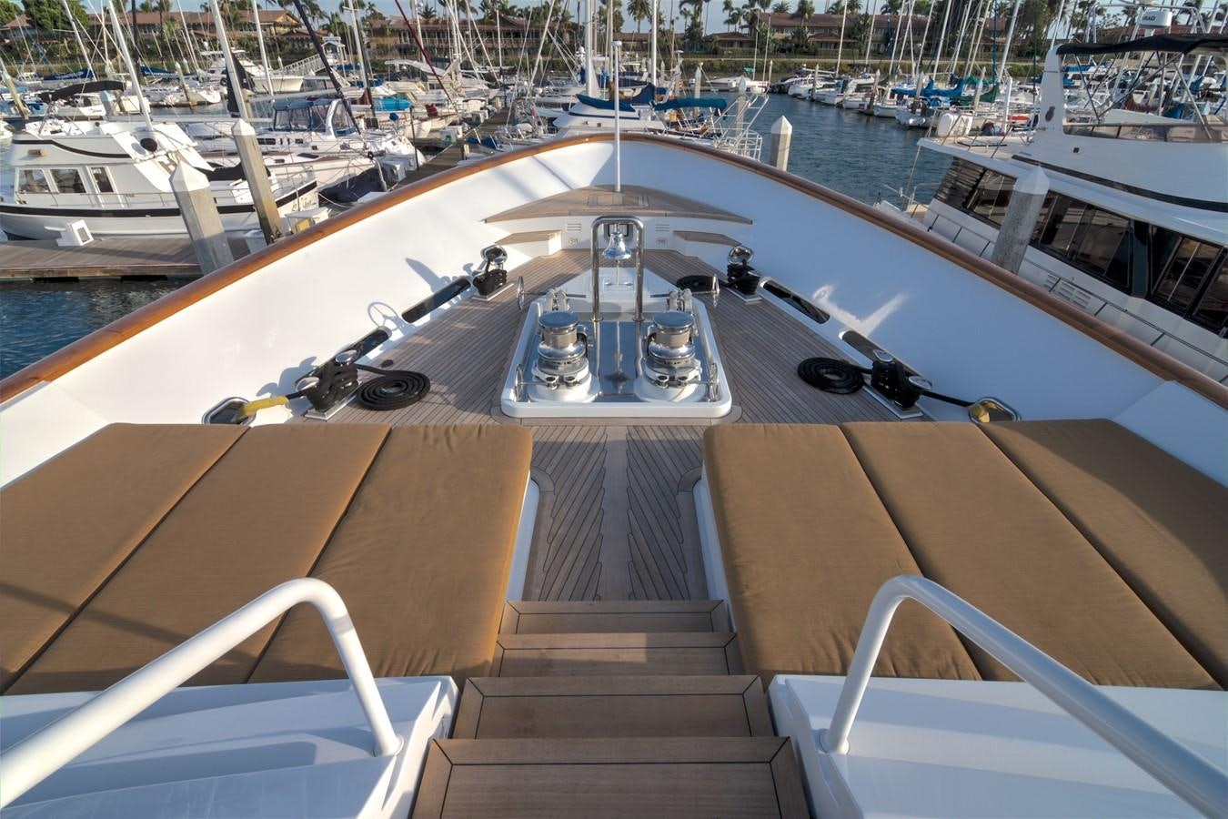 a large pool with boats aboard SCORPIO Yacht for Sale