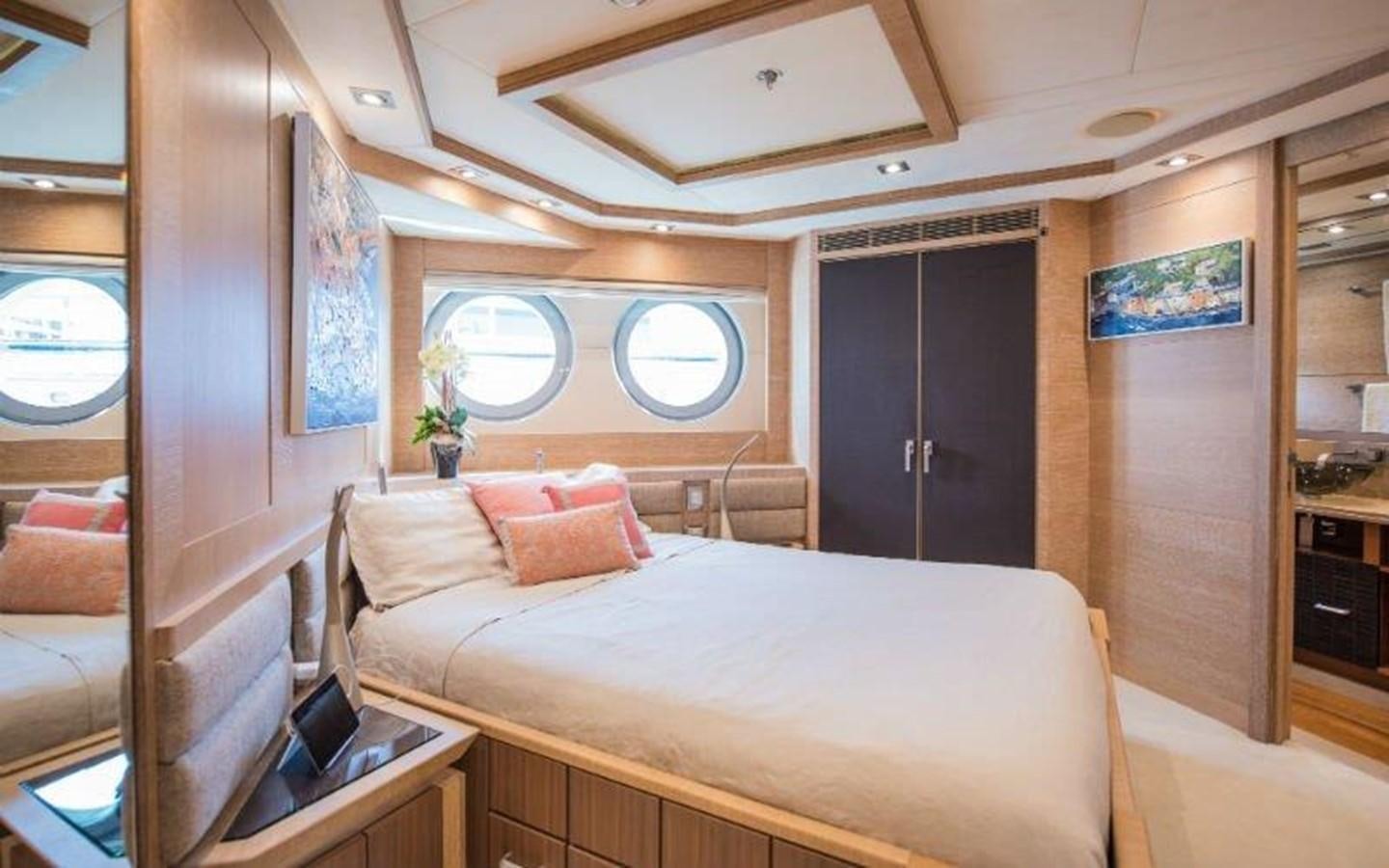a bed in a room aboard NORMA JEAN Yacht for Sale