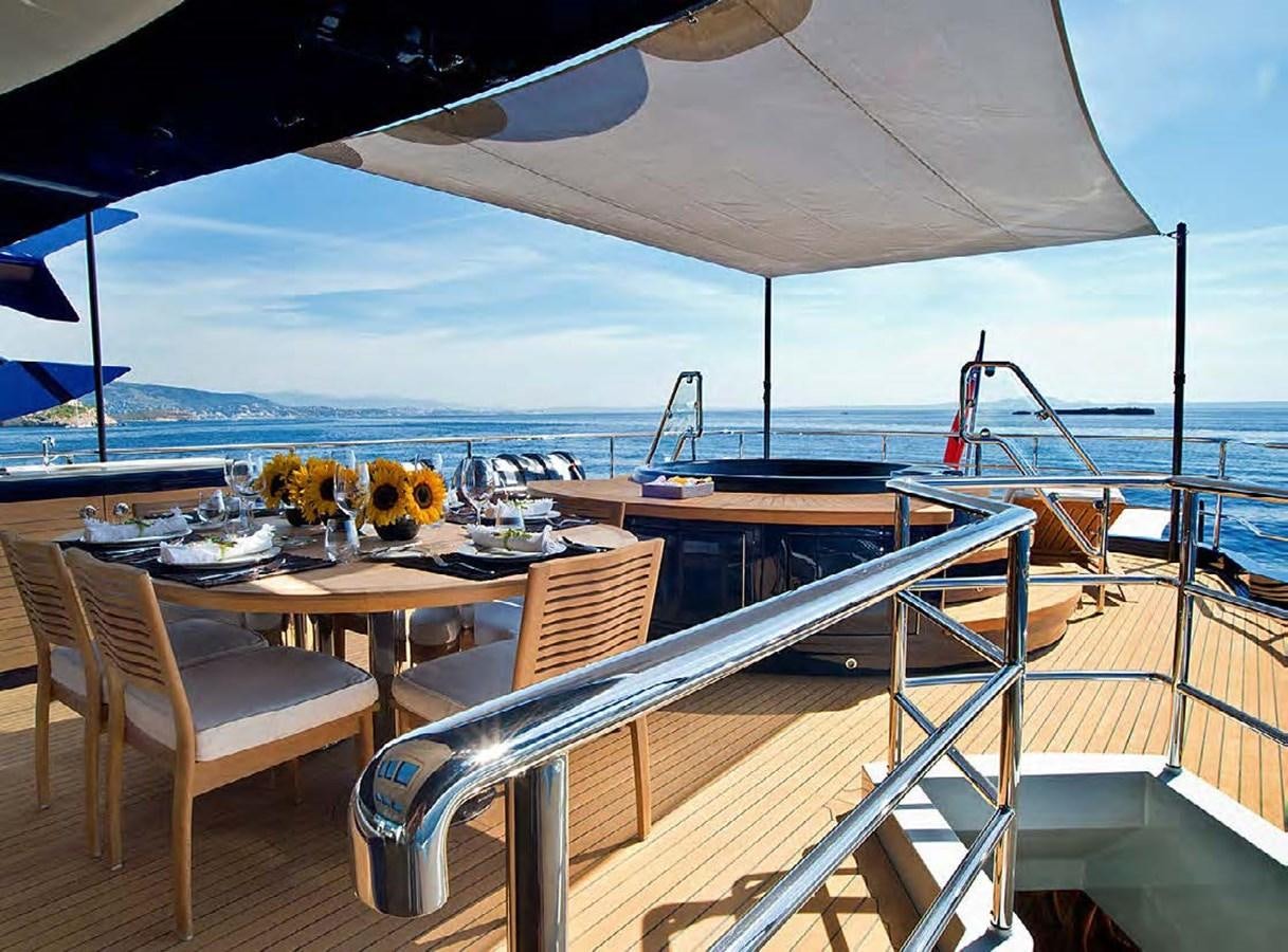a table and chairs on a boat aboard NORMA JEAN Yacht for Sale