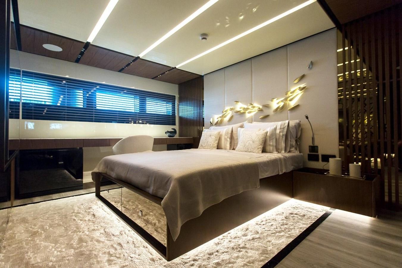 a large bed in a room aboard HALARA (NAME RESERVED) Yacht for Sale