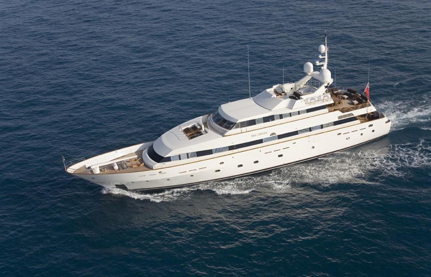 a white yacht in the water aboard SEA DREAM Yacht for Sale