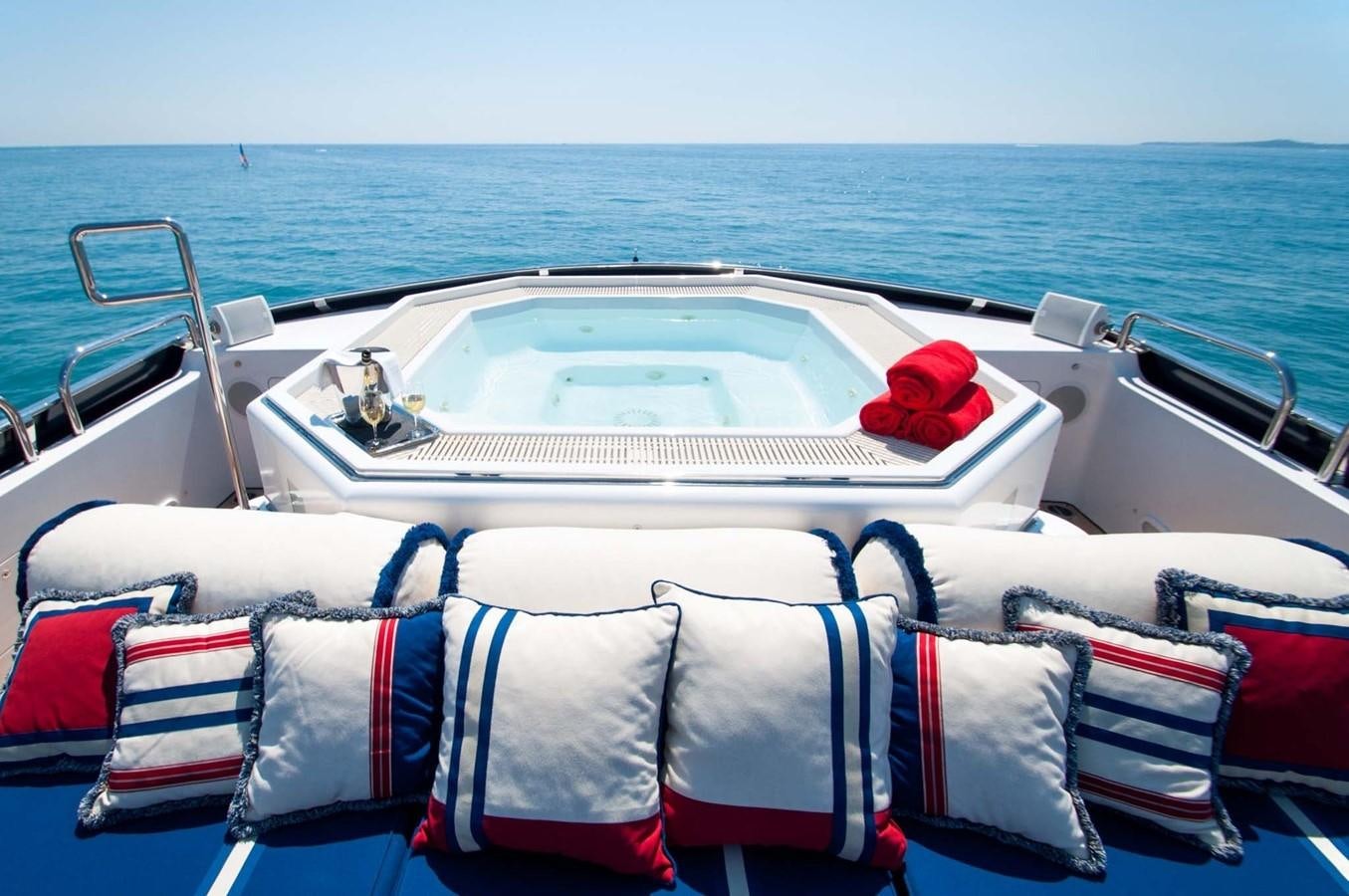 a boat with towels on it aboard ELEMENT Yacht for Charter