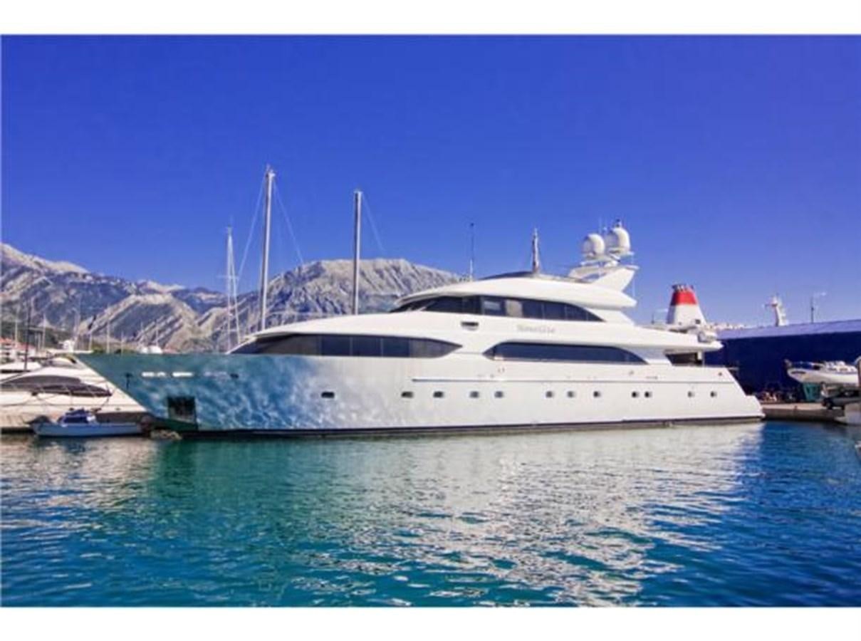a white yacht in the water aboard MCY Yacht for Sale