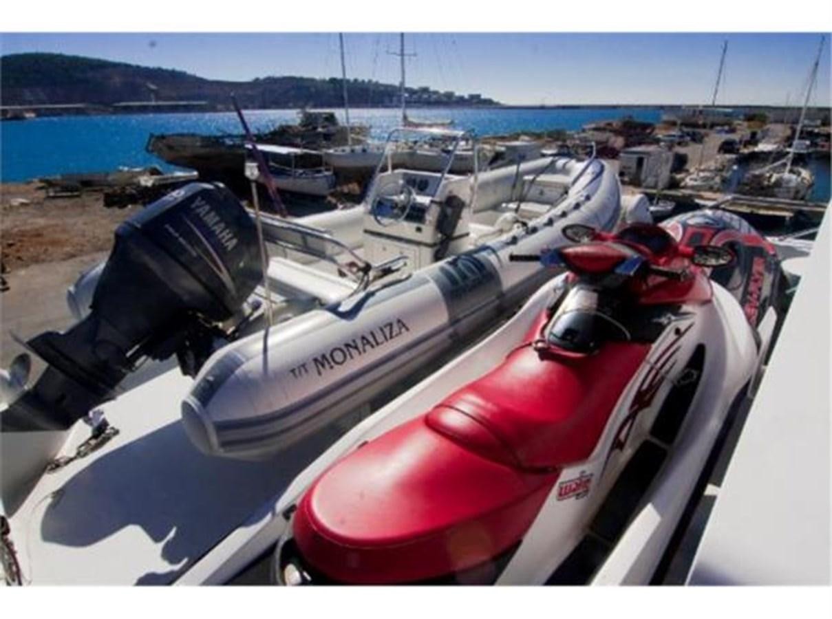 a group of boats parked on a beach aboard MCY Yacht for Sale