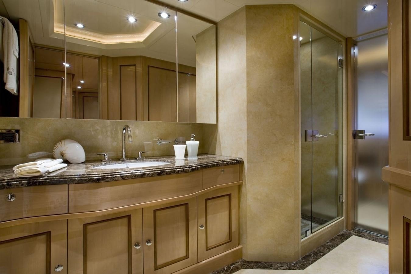a bathroom with a large shower unit aboard BEHIKE Yacht for Sale
