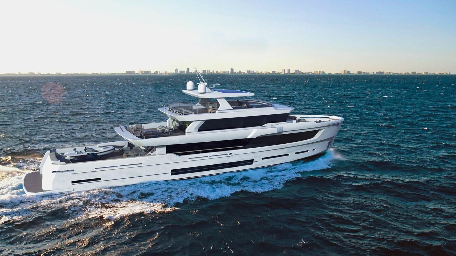 a white boat on the water aboard EXPLORER ICE CLASS Yacht for Sale