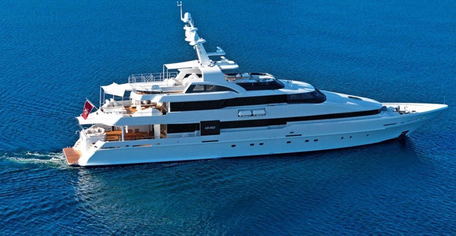 a large white yacht aboard LIFE SAGA Yacht for Sale