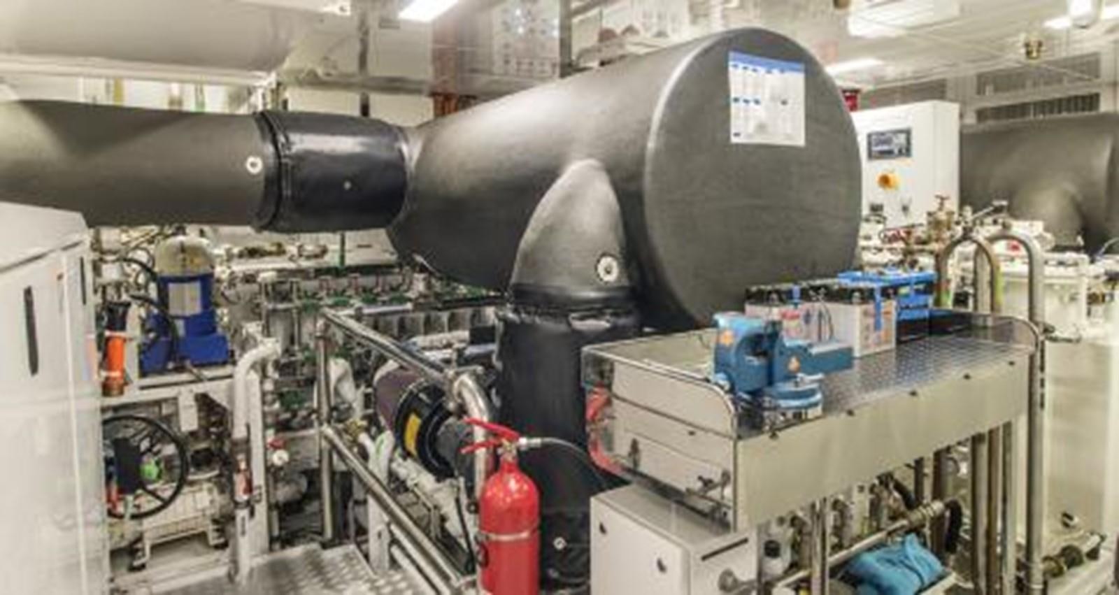 a large metal machine aboard NELA Yacht for Sale