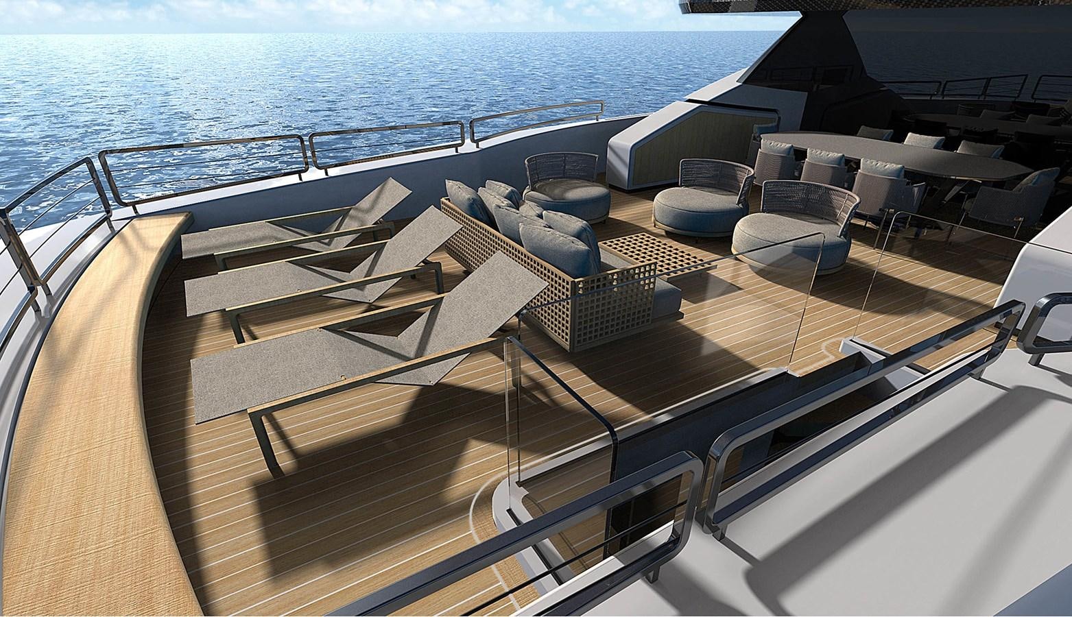 a deck with a view of the ocean and the ocean aboard FAST 42 Yacht for Sale