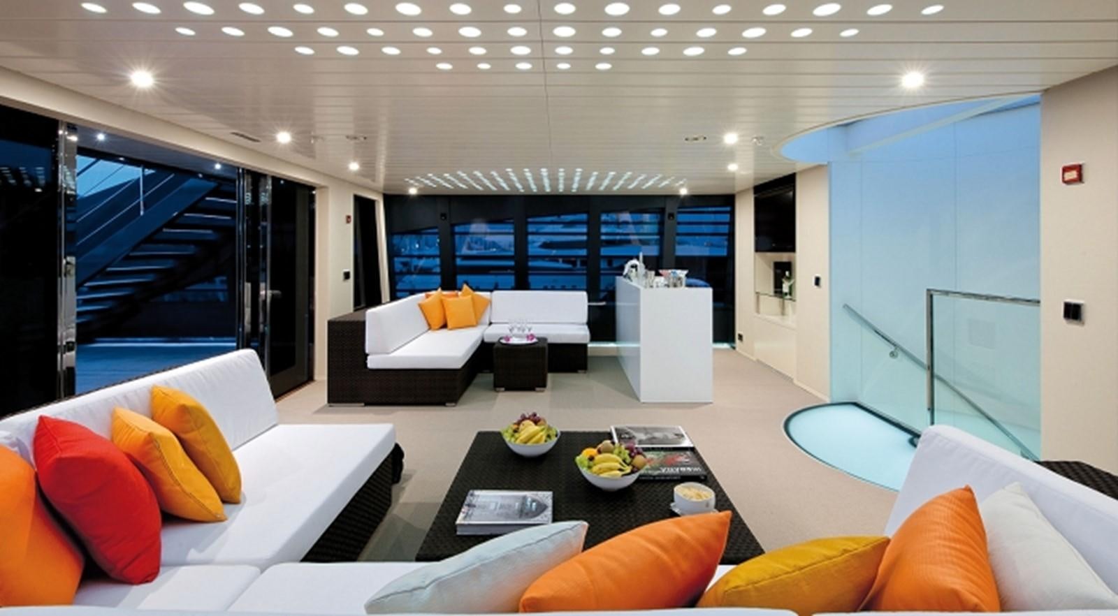 a modern looking living room aboard OCEAN SAPPHIRE Yacht for Sale