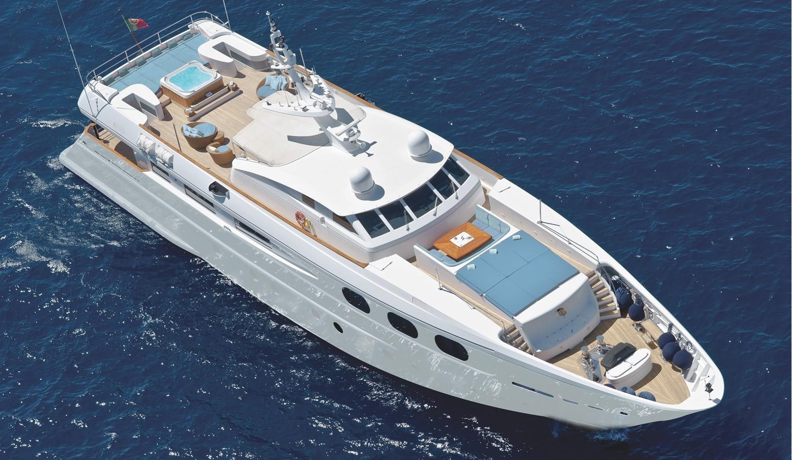 a high angle view of a boat aboard SOPHIE BLUE Yacht for Sale