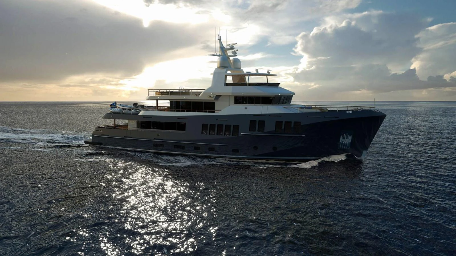 a boat on the water aboard BERING B130 Yacht for Sale