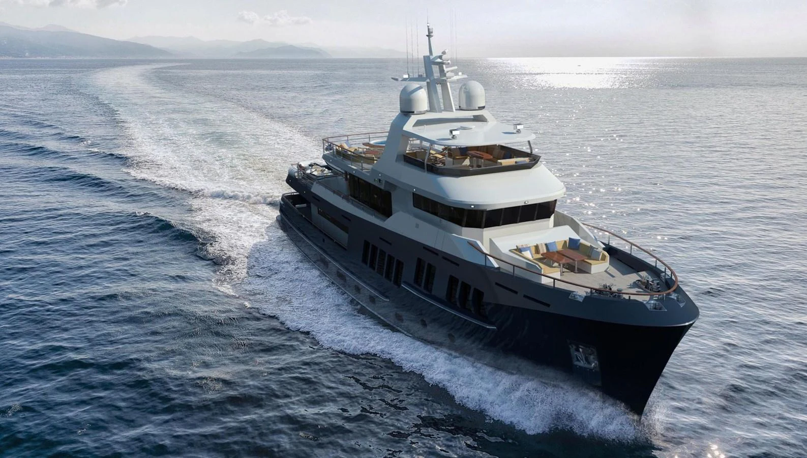 a boat in the water aboard BERING B130 Yacht for Sale