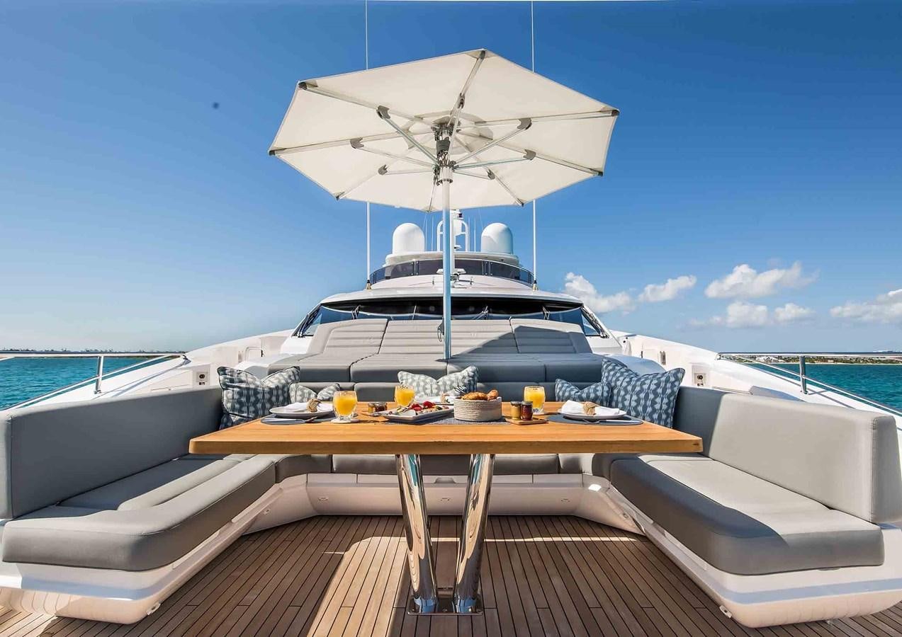 a boat on a deck aboard CAPTAIN MORGAN III Yacht for Sale