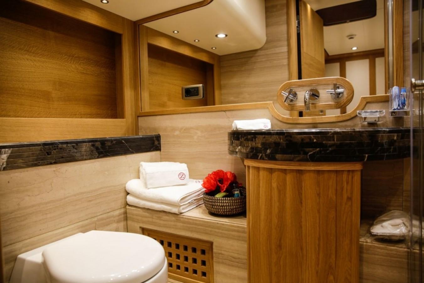 a bathroom with a sink and a toilet aboard ZANZIBA Yacht for Sale