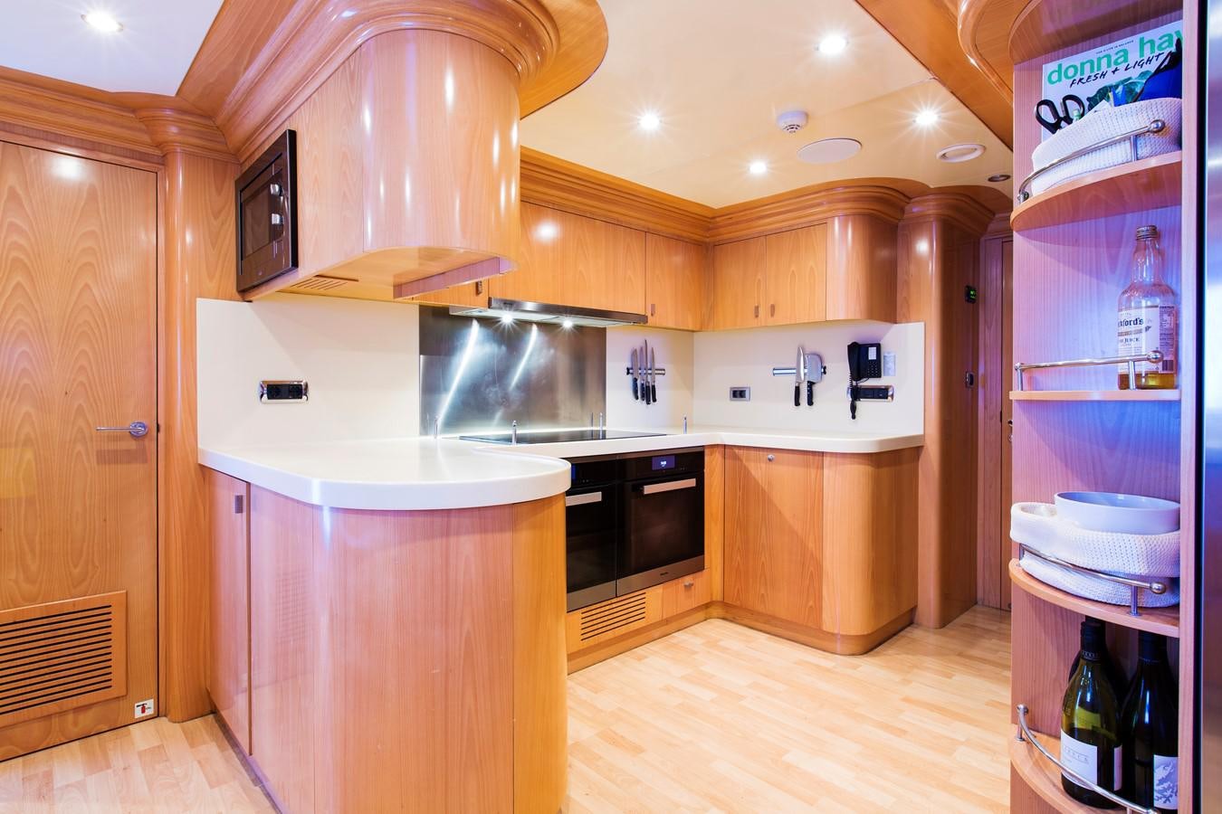 a kitchen with a large oven aboard SILENTWORLD Yacht for Sale