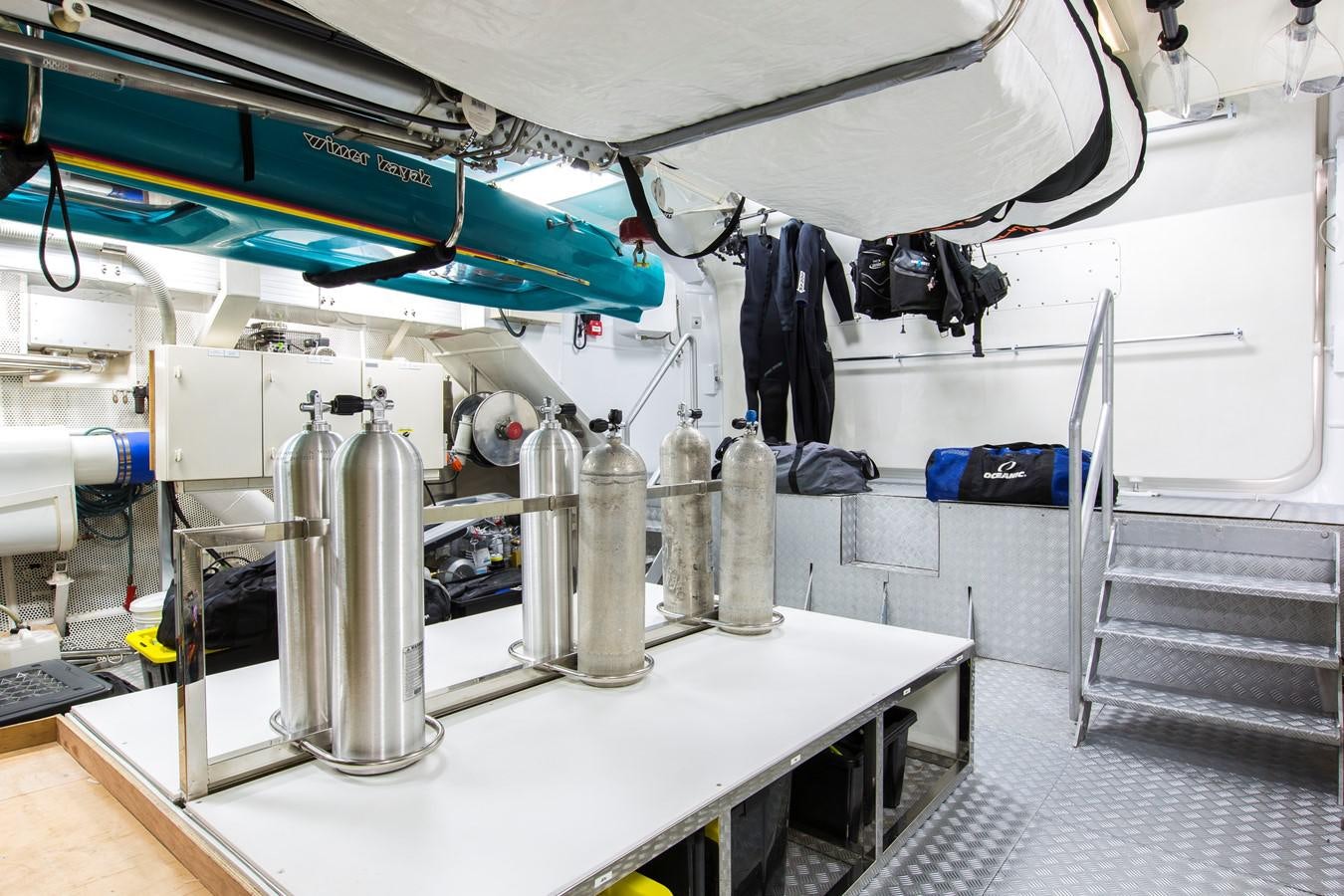 a machine on the counter aboard SILENTWORLD Yacht for Sale