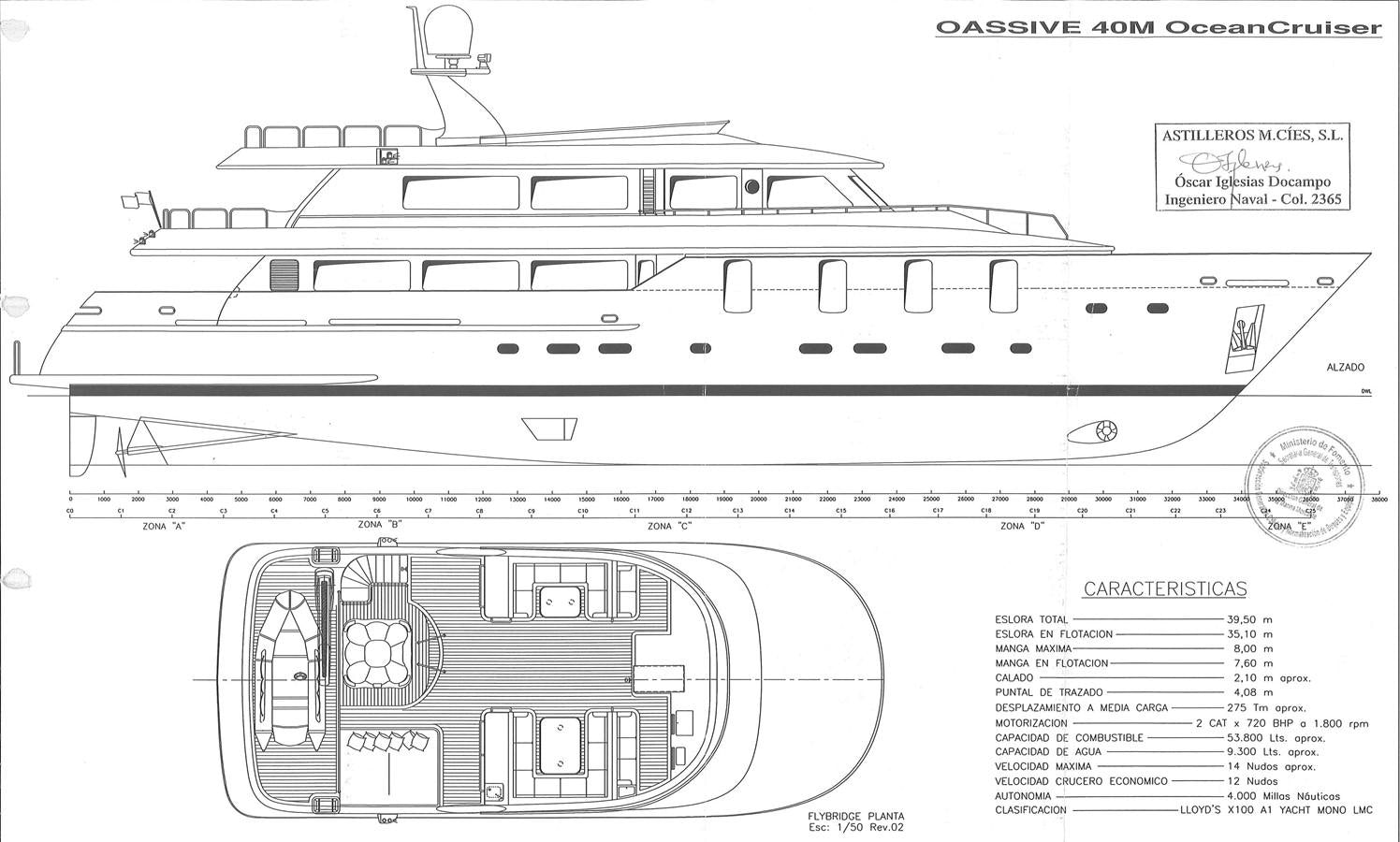 diagram, engineering drawing aboard SILENTWORLD Yacht for Sale